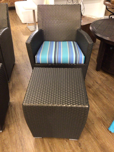 Brown Jordan Outdoor Arm Chair W/Cushion & Ottoman
