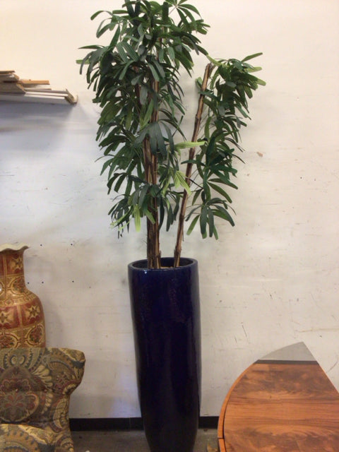 54" Cobolt Blue Planter With Palm