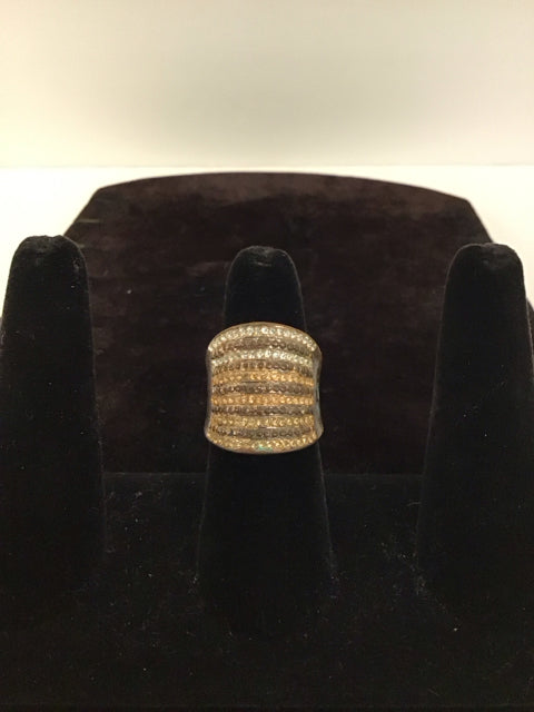 Bronze Ring w/Orange Clear Rhinestones