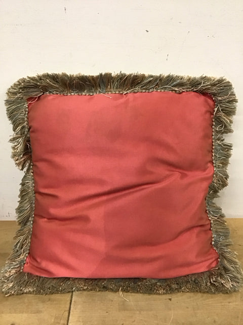 22" Coral W/Fringe Pillow