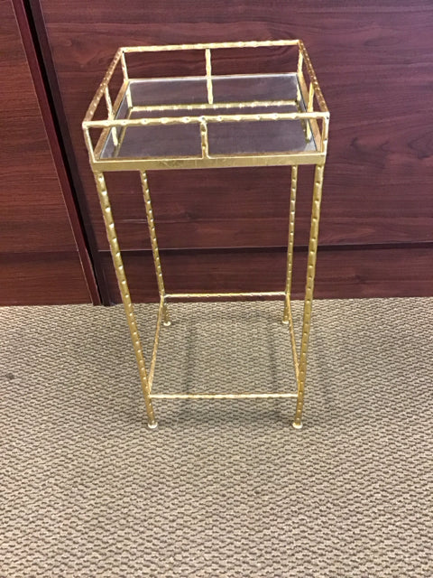 16"x12"x12 Gold Mirrored Plant Stand