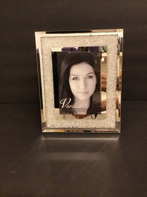 3x5 Silver Metal Picture Frame w/Crystals