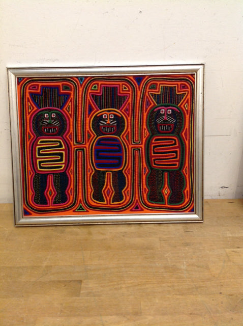 18"x15" Framed Central American Knit Abstract