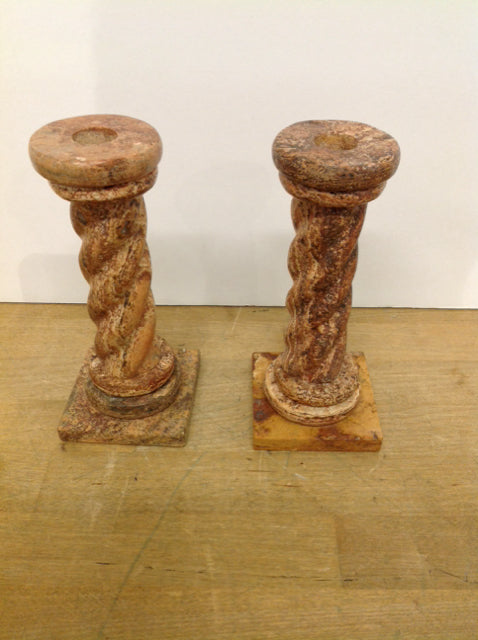 7" Pair Stone Candlesticks