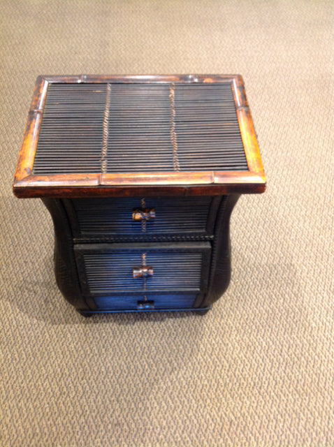 18"x25" Brown Woven 3-Drawer Side Table