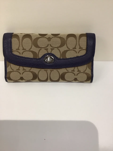 Coach Brown Wallet w/Blue Leather