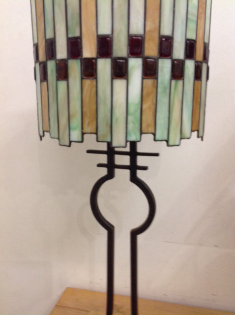 30" Bronze Metal W Led Glass Lamp