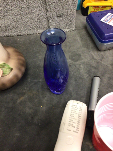 Blue Cut Glass Vase