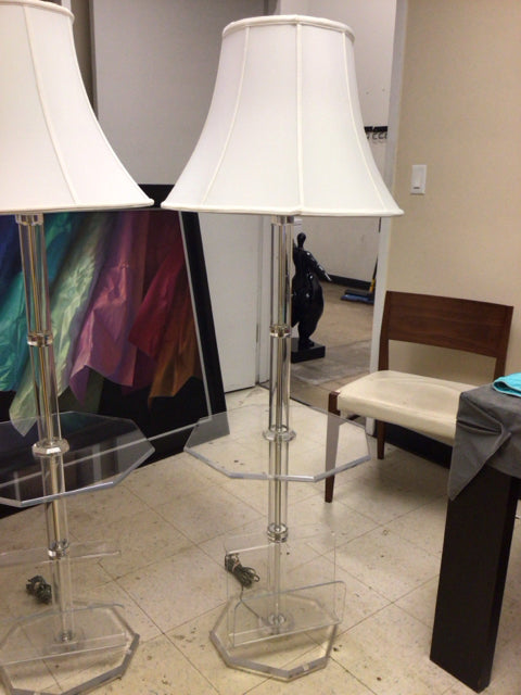 Acrylic Floor Lamp W/Magazine Rack & Shade