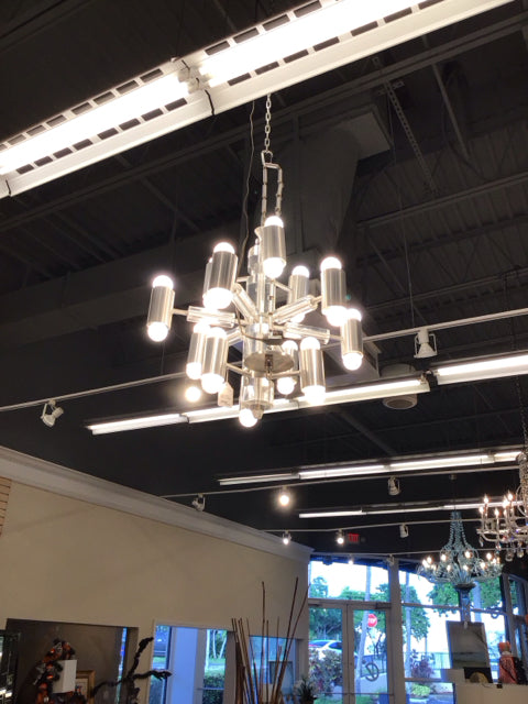 12-Light Von Teal Mat Stainless Chandelier