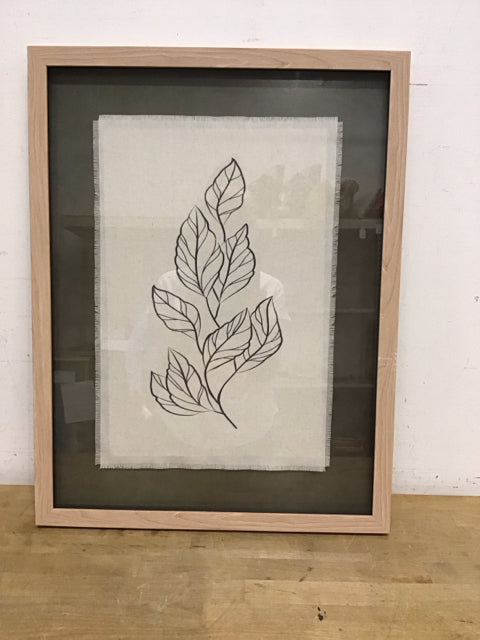 19.5x25.5 Framed Leaves on Linen Print