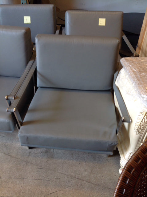 Grey Vinyl & Chrome Chair