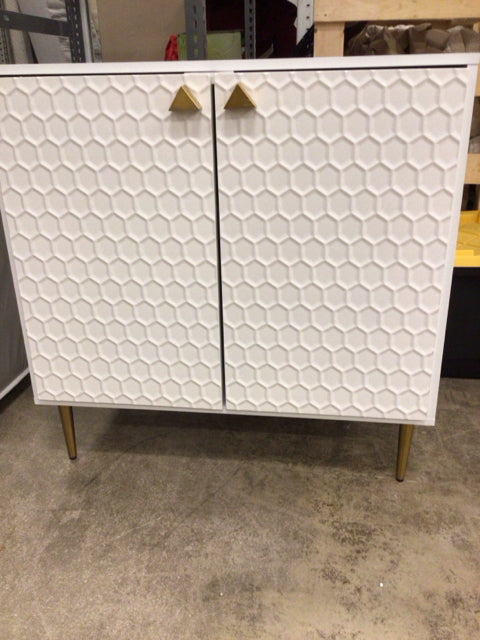 AS-IS Clihome White Two Door Cabinet(Inside Bottom Damage)