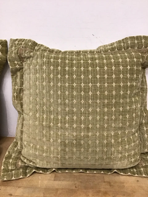 24" Moss Green Grid Pattern Pillow