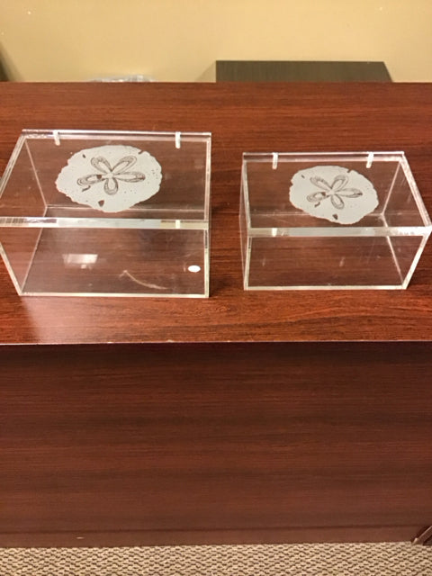 Set Of 2 Acrylic Sand Dollar Nesting Boxes