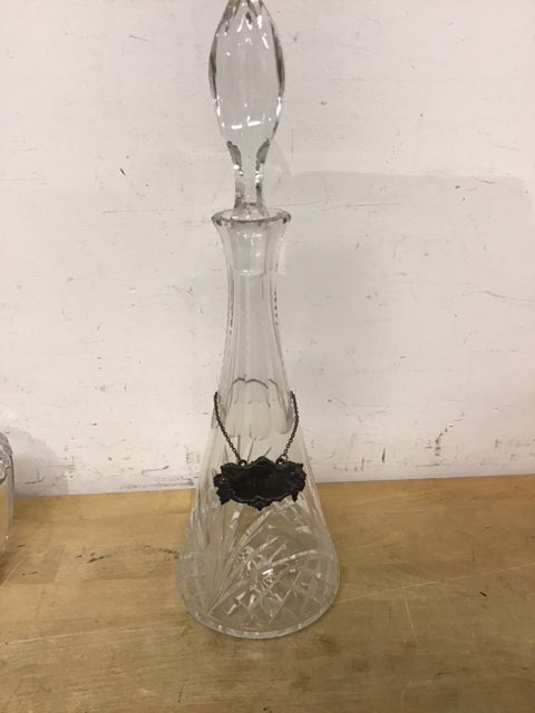 19" Cut Glass Decanter W/Rye Tag