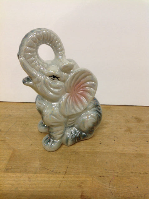 7" Silver Ceramic Elephant