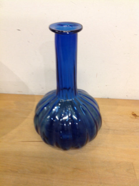 Vase- 11" Blue Glass