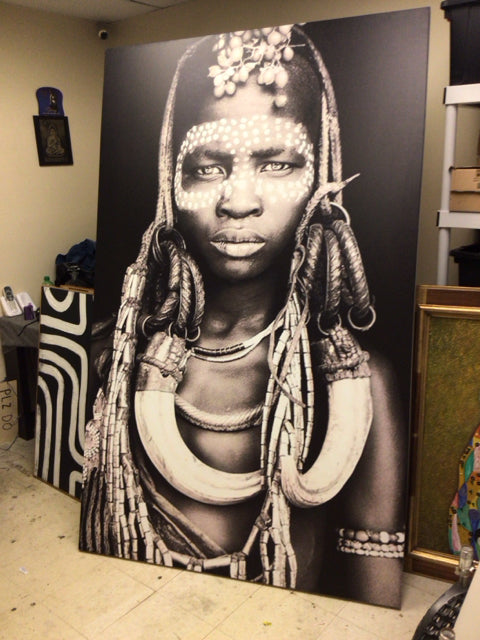 52" X 84" Fiona Goldthorpe "Eminence" Black & White Print On Canvas