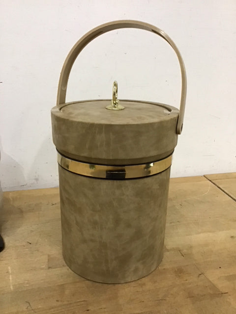 11" Beige Leather Like Ice Bucket