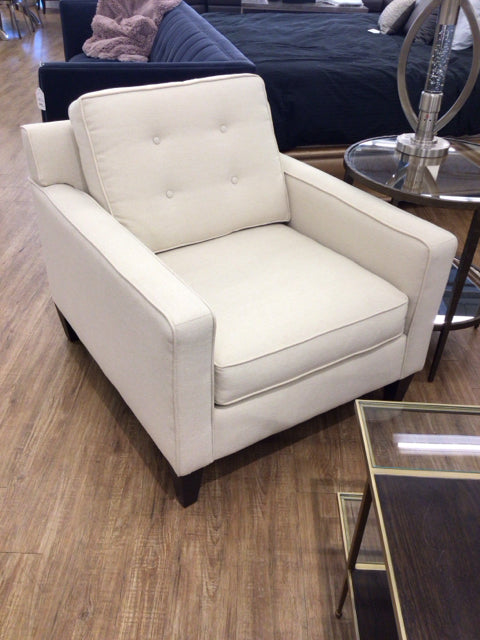 Max Home Cream Button Tufted Arm Chair
