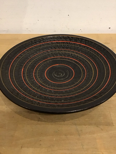 10.5" Circular Pattern W/Etched Lines Obon Tray