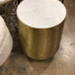 AS-IS Round Marble Insert Gold Metal End Table(Chip In Top)