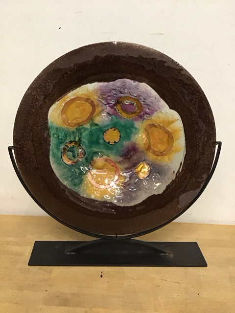 21" Art Glass Bowl On Stand