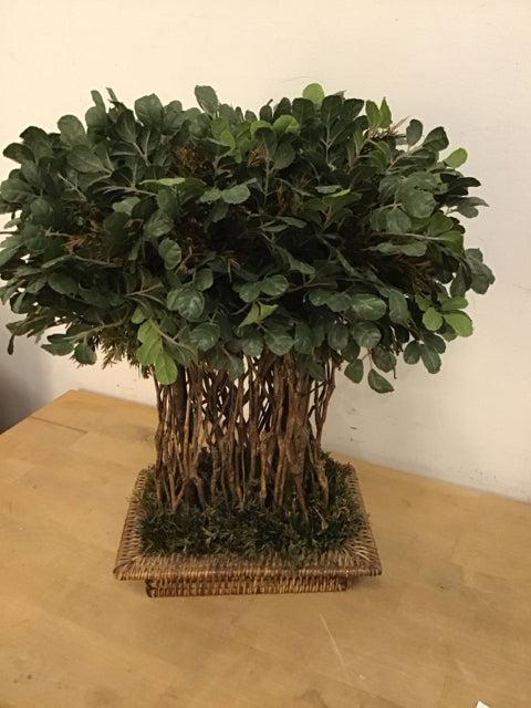 17" Faux Topiary In Wicker Planter