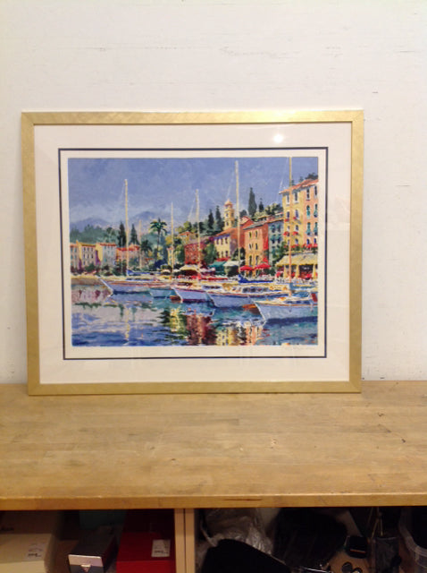 39x33 Framed "Harbour Morning III" Hazel Sloan S/N