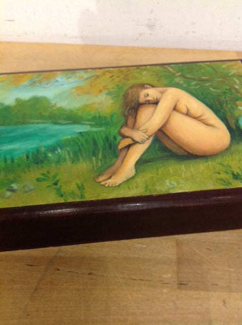 11" Wood Painted Woman Box