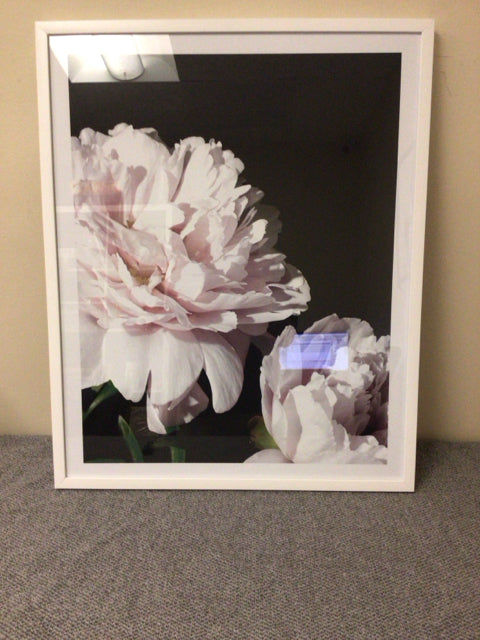 25 1/4" X 31" White Framed Floral Print