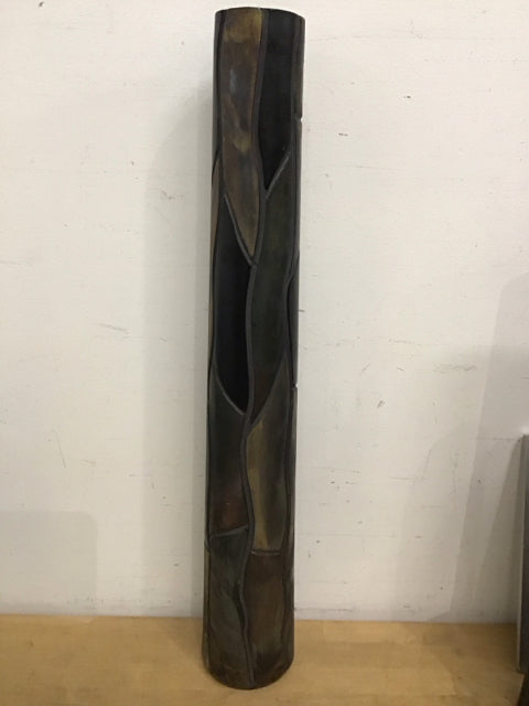 29" Cylinder Shape Mosaic Like Ceramic Vase