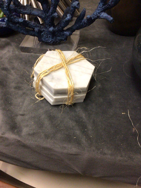 Set Of 4 Marble Octagon Coasters