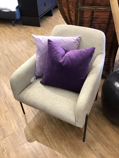 Tan Upholstered Fabric & Metal Chair