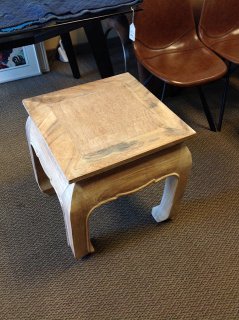 20" Sq Weathered Tan Wood End Table
