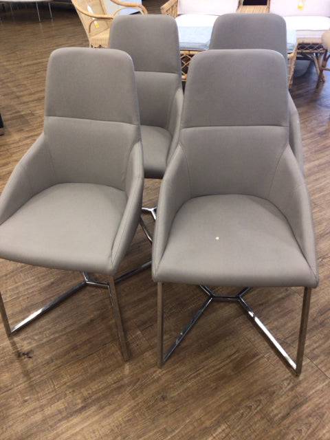 4 Grey Vinyl/Metal Base Dining Chairs