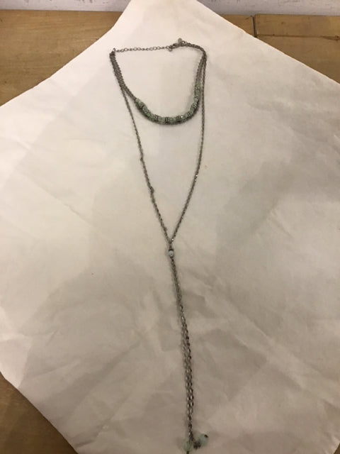Silvertone Layered Beaded Necklace