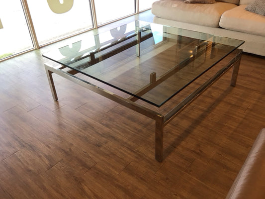 54" Glass Top Chrome Base Coffee Table