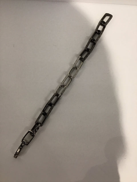 LV Style Black/Silver Monogram Chain Bracelet