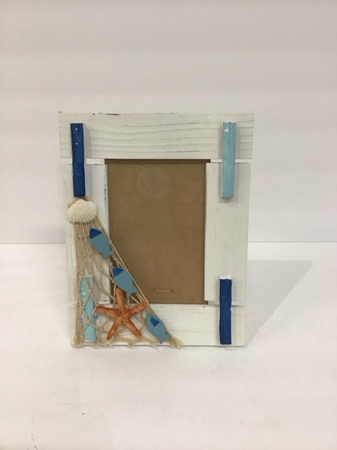 4x6 White Wood Frame w/Sea Net