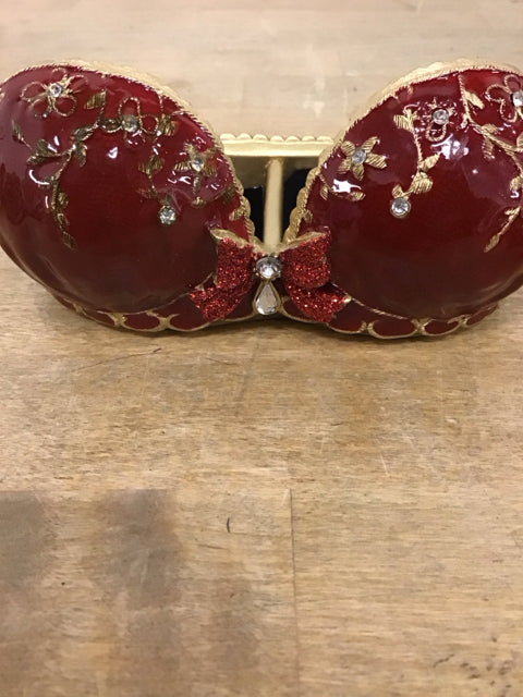 5.5"x2.5" Gold/Red Enamel Brassier Jewely Holder