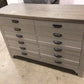 19" X 55" AS-IS Grey Wood Six Drawer Wood Dresser(Damage To Top)