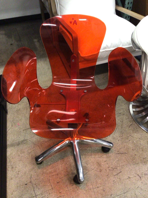 Red Acrylic & Chrome Desk Chair