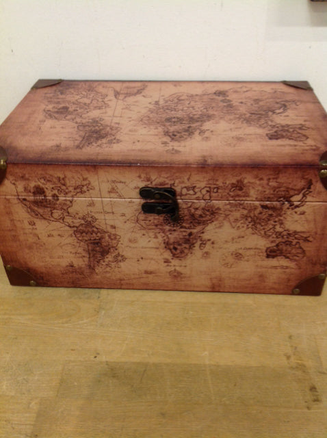 15" Brown Map Trunk Box