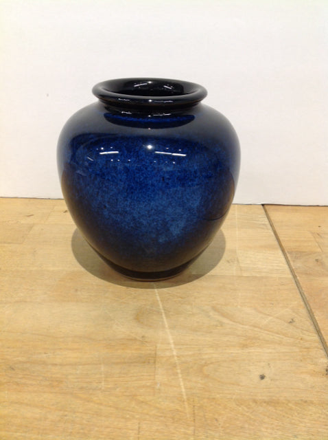 6" Blue Glazed Clay Vase