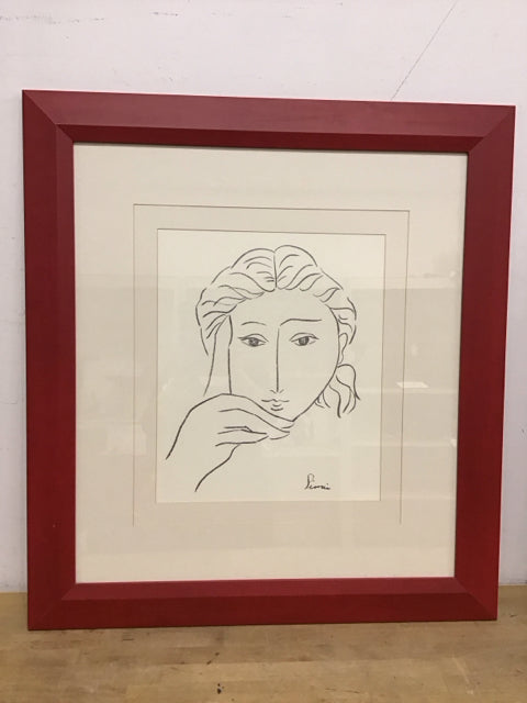 34.5"x33" "Face Sketch I" By Pablo Picasso