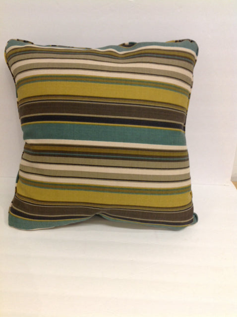 Linen Pillow w/Green Stripes