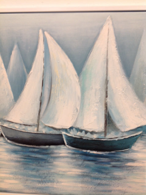 29" X 39" Blue & White Sailboat Canvas