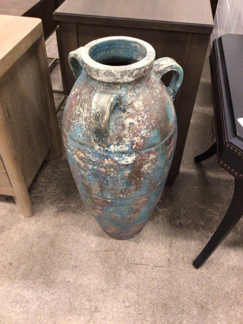 29 1/2" Blue Distressed Ceramic Urn